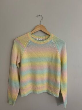 BB Dakota by Steve Madden Pastel Rainbow Stripe Crew Sweater
